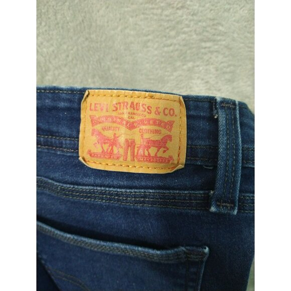 Levis 529 Jeans Womens 32 Blue Denim Curvy Bootcut Stretch Distressed Dark Wash - Picture 10 of 11